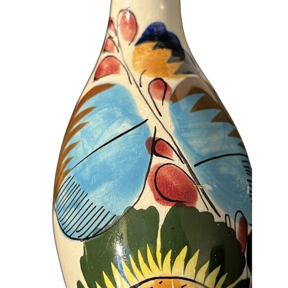 Handmade Mexican Peacock Ceramic Folk Art Figurine 8" Vintage Estate - Picture 2 of 12